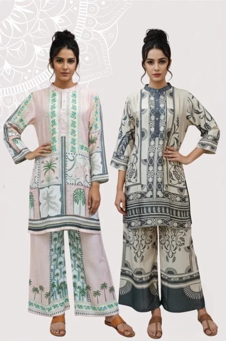Jelite Digital Printed Heavy Satin Co Ord Sets Vol 1 Wholesale In Surat

